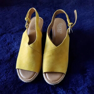 FRANCO SARTO suede yellow wedge sandals